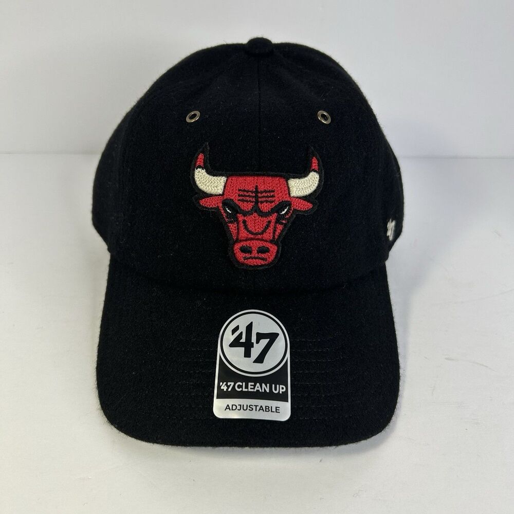Chicago Bulls Black ‘47 Brand NBA Hat Cap Clean Up Adjustable Strapback New/NWT
